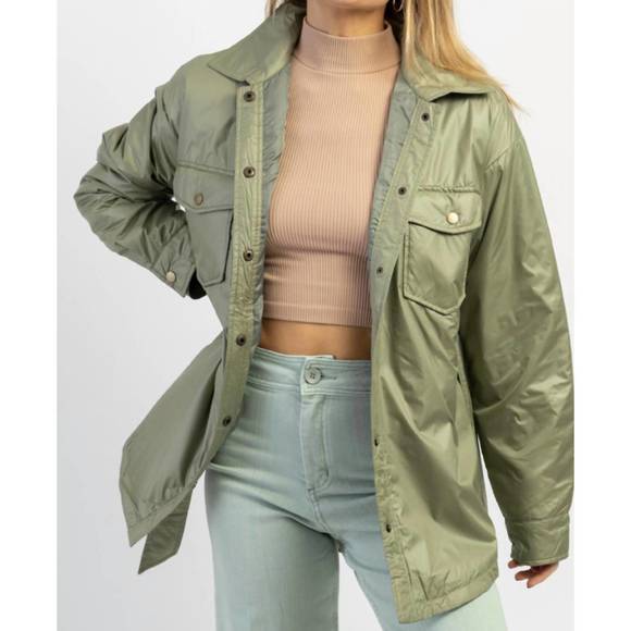 NEW MIMOSA throw go laurel shirt jacket in green - Picture 3 of 9